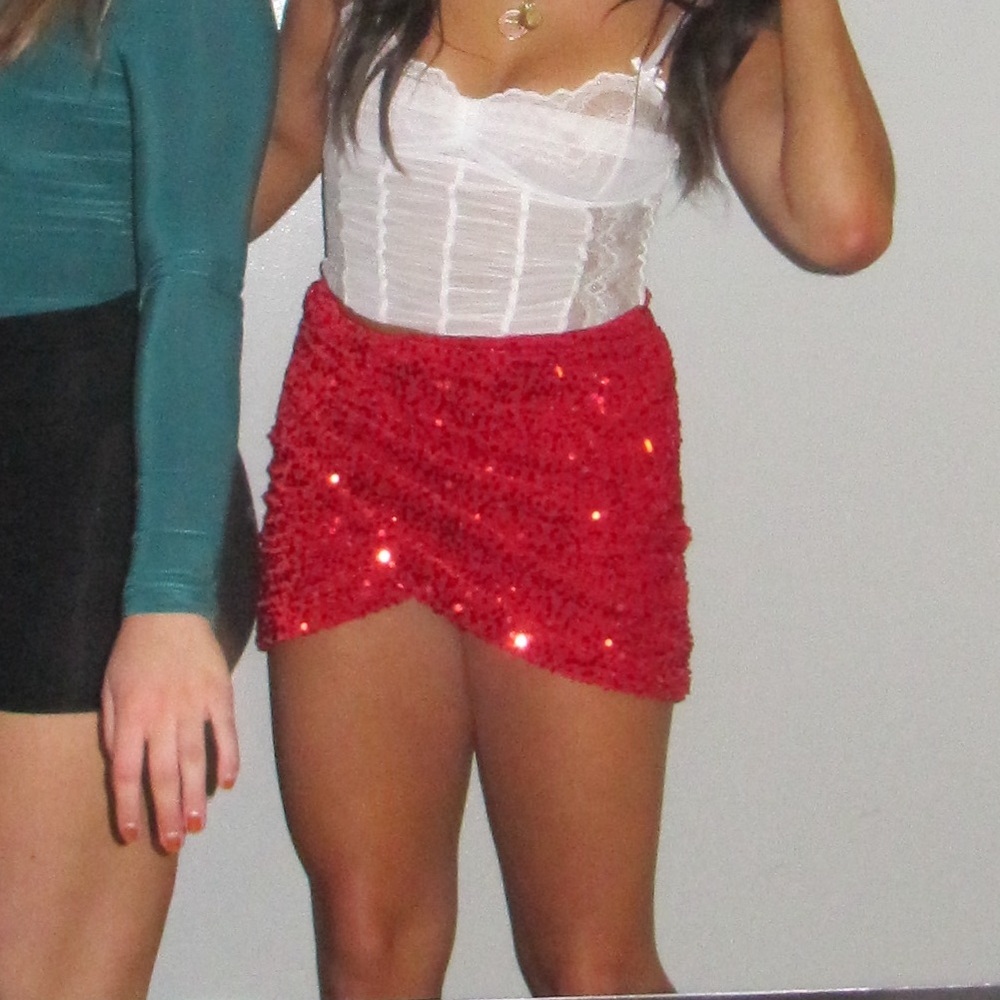 Red Sequin Skirt